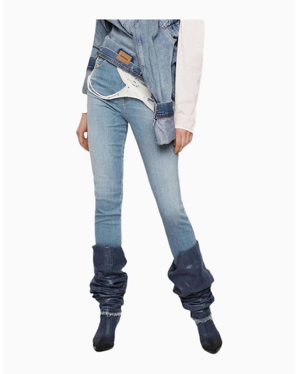DIESEL Blue Babhila High 081Af Skinny Jeans Slim Fit High Waisted Denim Pants
