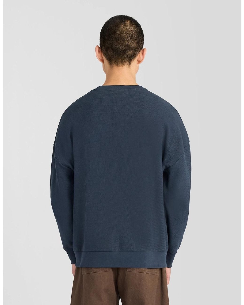 Lyle & Scott Blue Textured Rib Crew Neck Sweatshirt for men