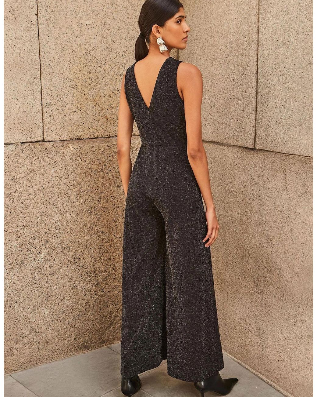 Ro&zo Natural Petite Indy Sparkle Ponte Jumpsuit