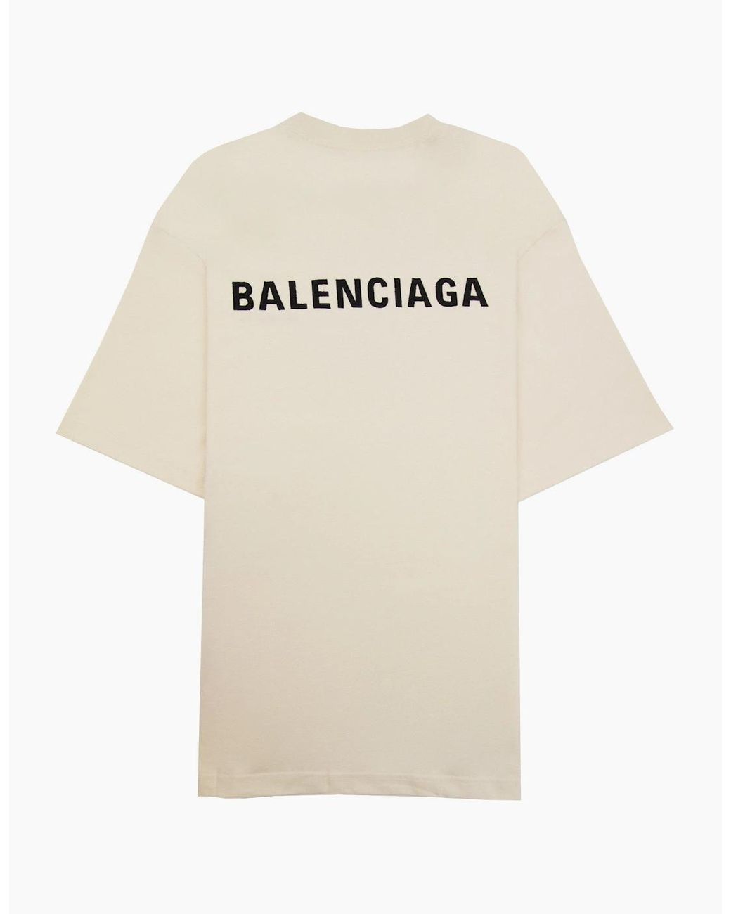 Balenciaga Natural Logo Crewneck T Shirt Off for men