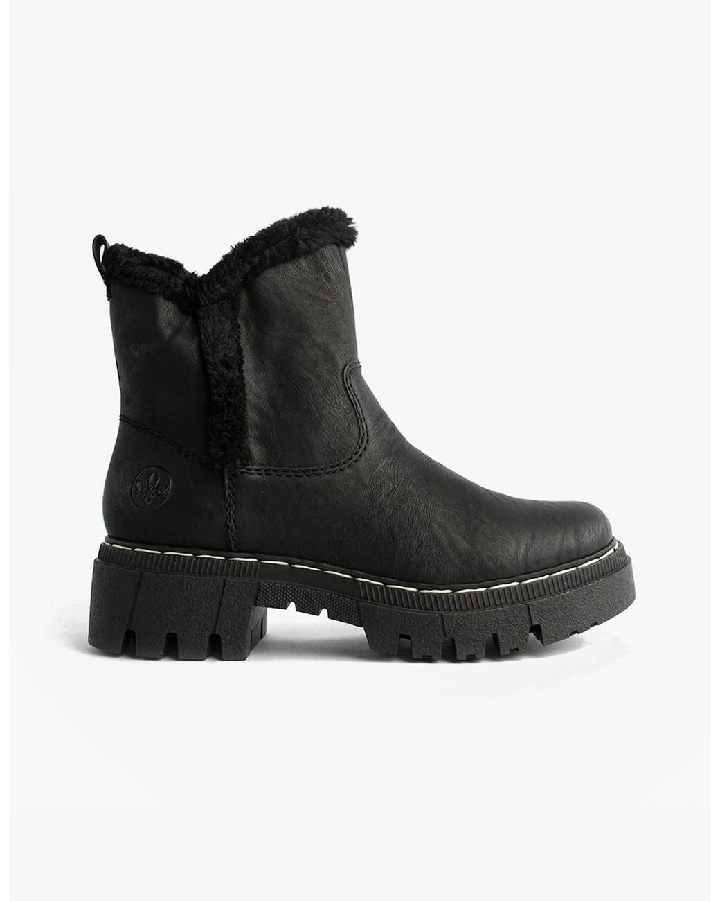Rieker Black 74082-00 Flat Ankle Boots