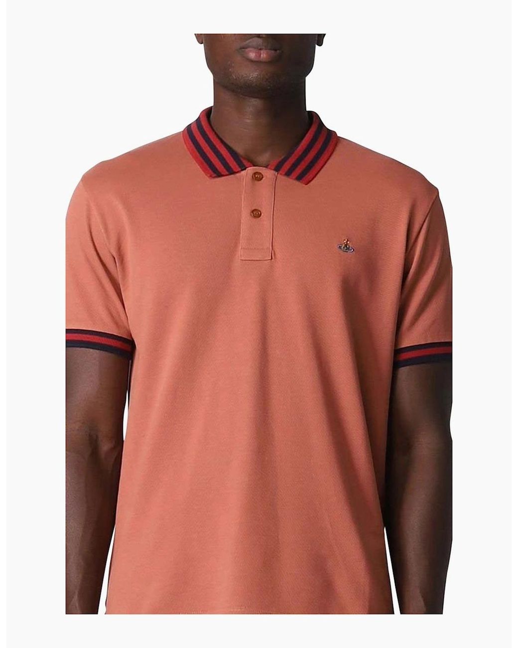 Vivienne Westwood Red Light Brick Contrasting Collar Polo Shirt for men