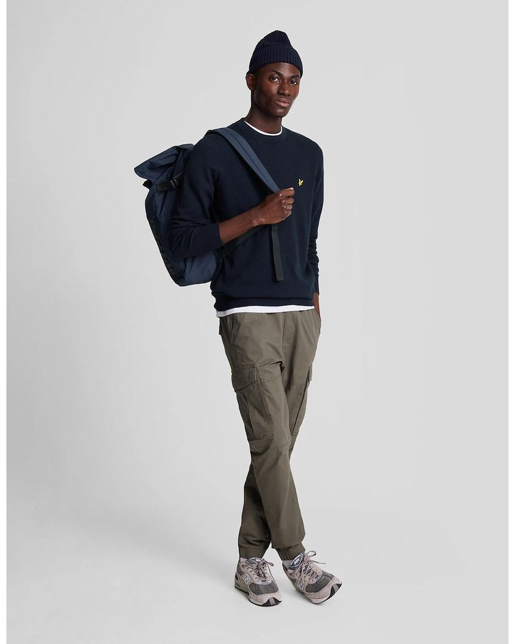 Lyle & Scott Blue Cotton Merino Crew Neck Jumper for men
