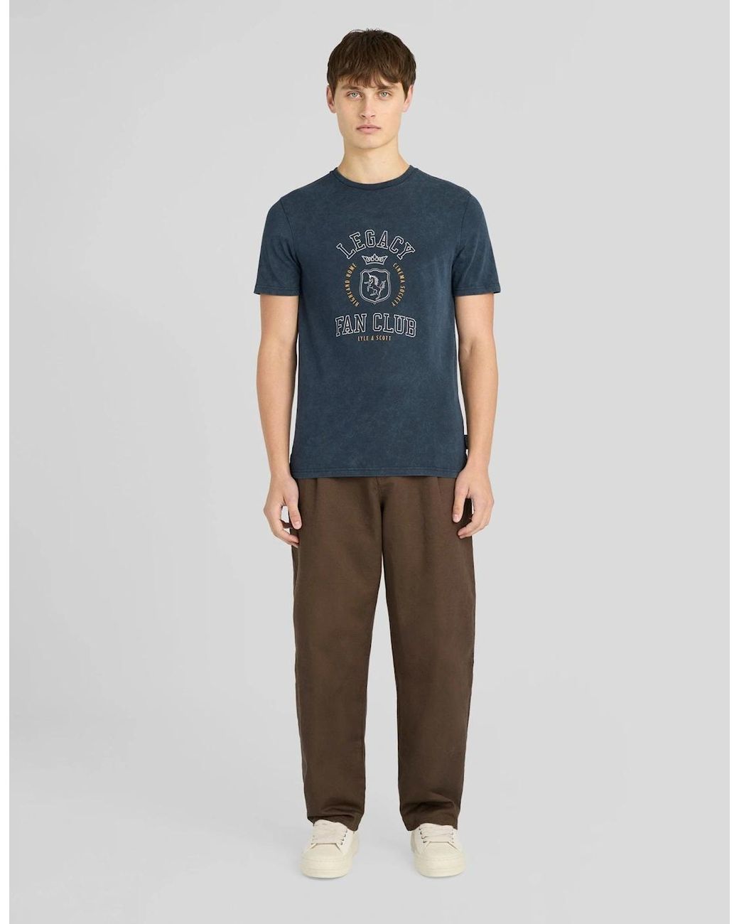 Lyle & Scott Blue Chest Graphic Washed Cotton T-Shirt for men