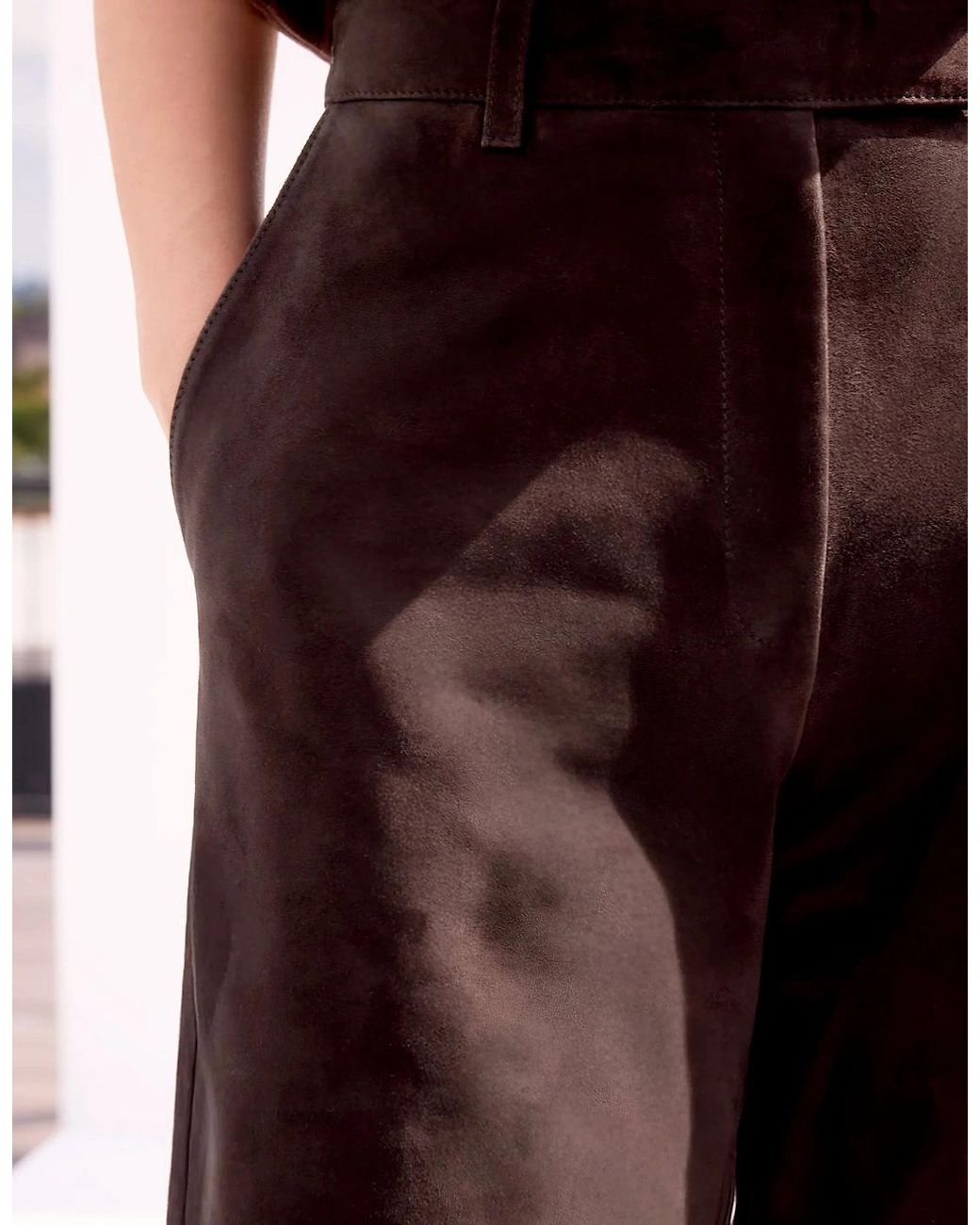 Ro&zo Brown Chocolate Suede Wide Leg Trousers