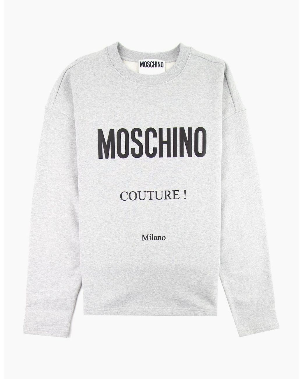 Moschino White Couture Cotton Sweatshirt With Logo for men