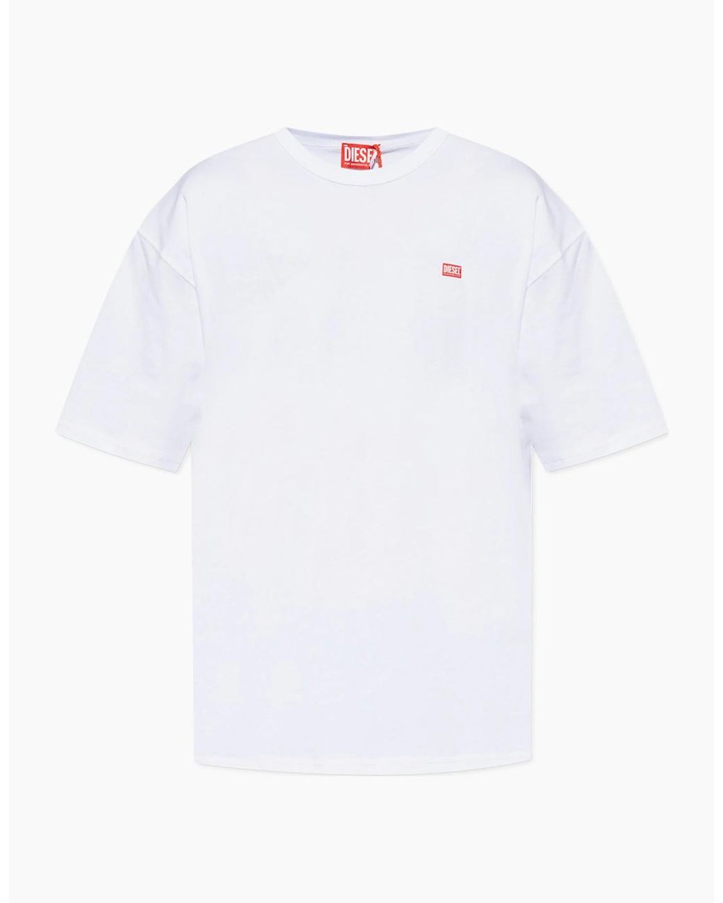DIESEL White T-Shirt Cotton Relaxed Summer Tee for men