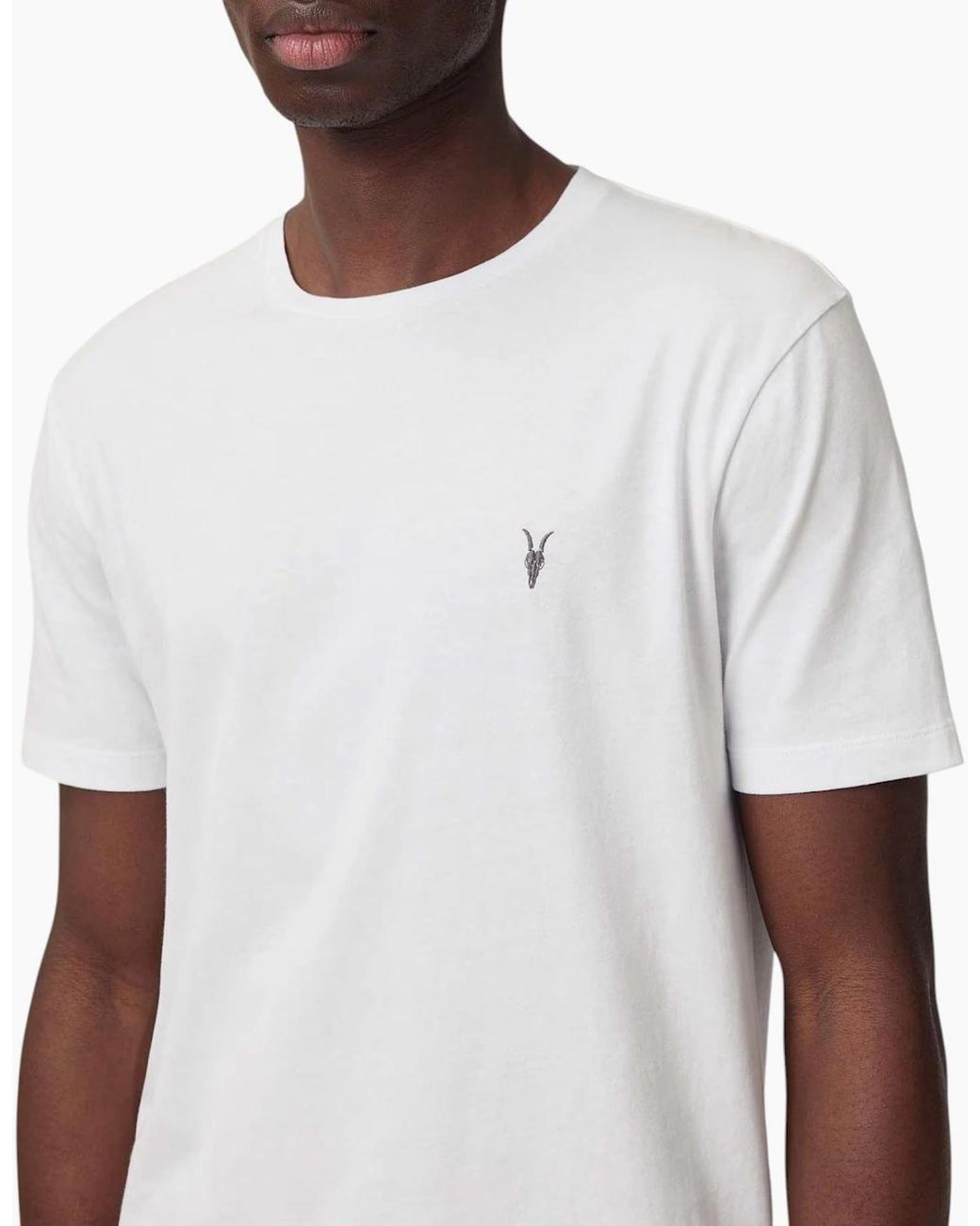 AllSaints White T Shirts Lycra Stretch Cotton Crew Neck Short Sleeve Summer Tee for men