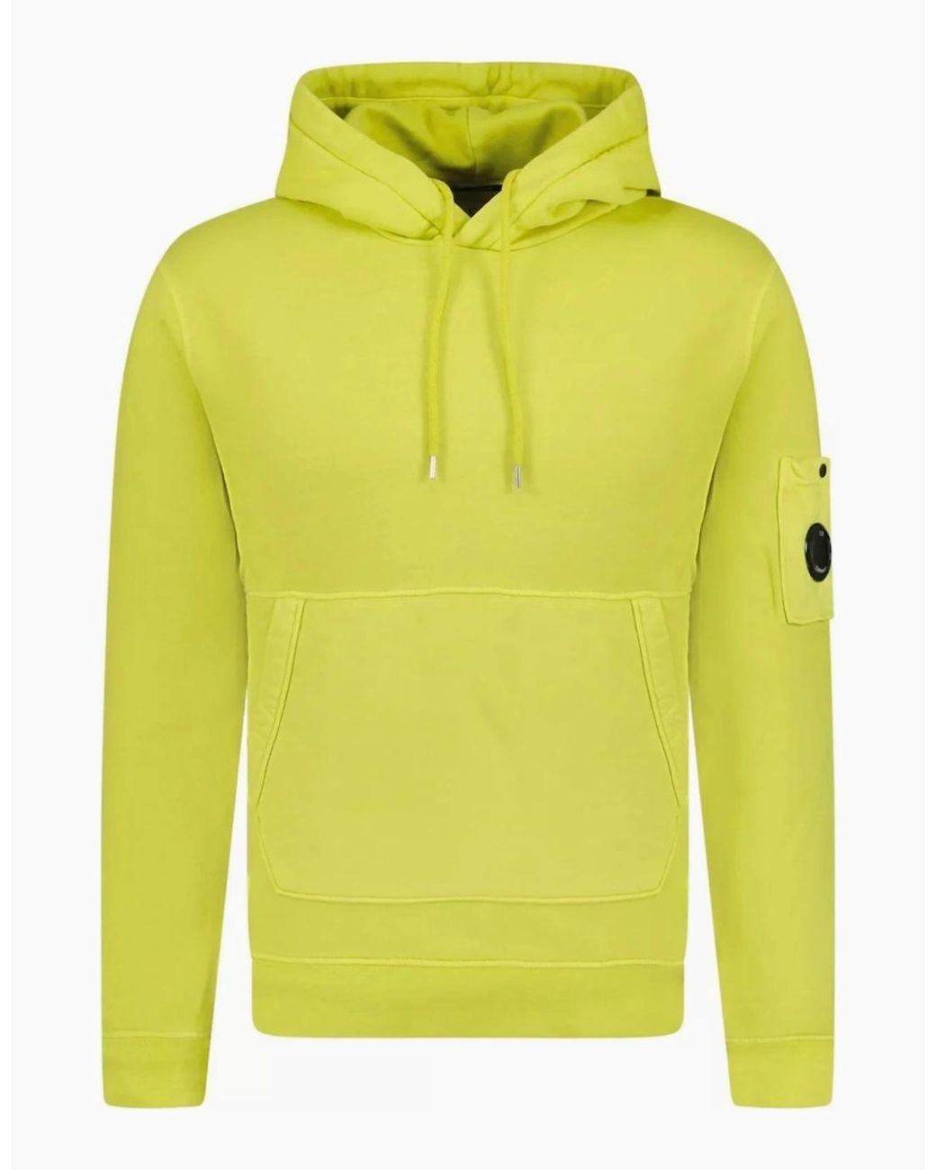 C P Company Yellow Diagonal Raised Fleece Lens Hooded Sweatshirt for men