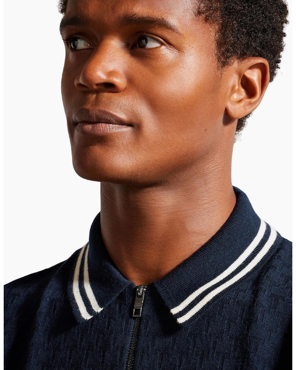 Ted Baker Blue Mahani Regular T Stitched Half Zip Polo Shirt for men