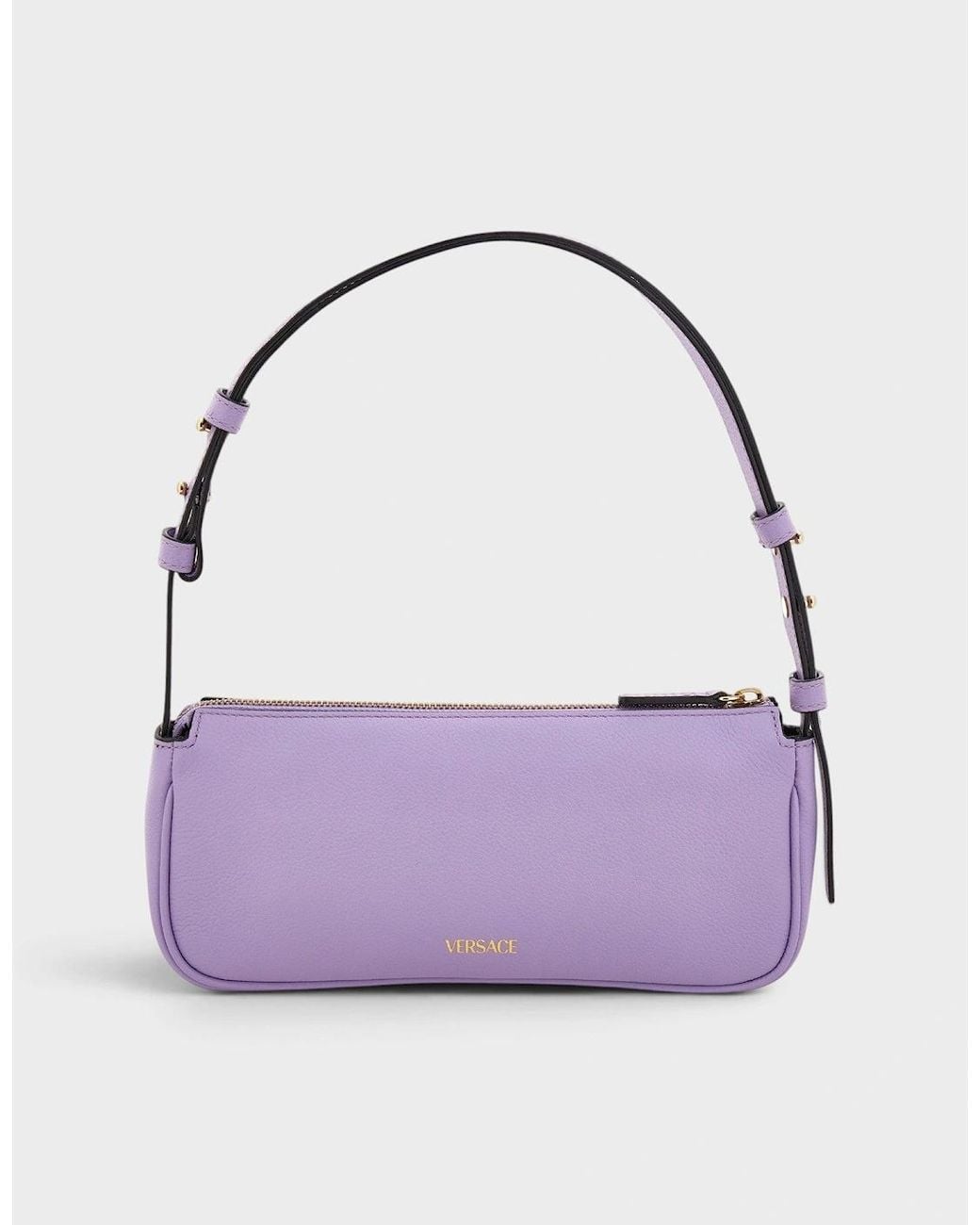 Versace Purple La Medusa Leather Handbag Lilac
