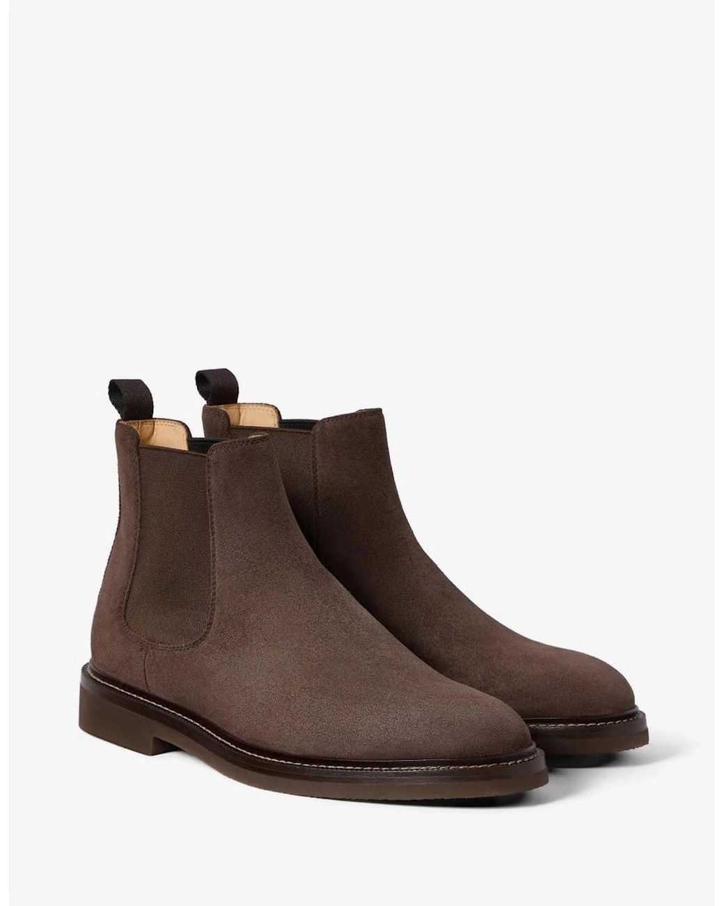 Brunello Cucinelli Brown Suede Leather Chelsea Boots for men
