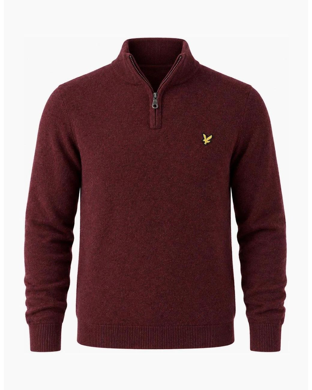 Lyle & Scott Red Lyle & Scott Lambswool Blend Quarter Zip Jumper Beetroot Marl for men