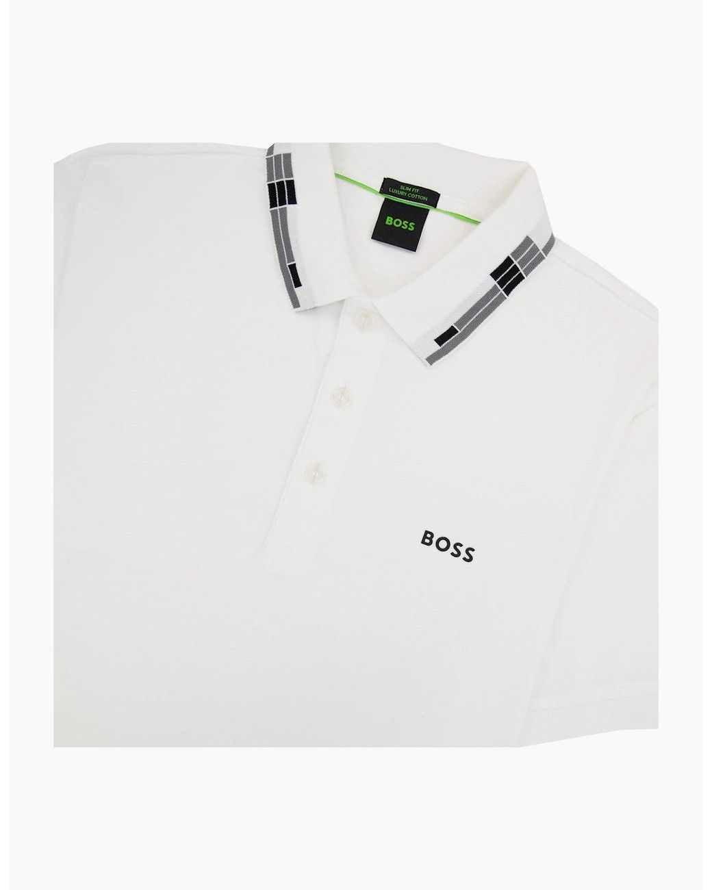 Boss White Paule Slim Fit Laxury Cotton Polo 100 for men