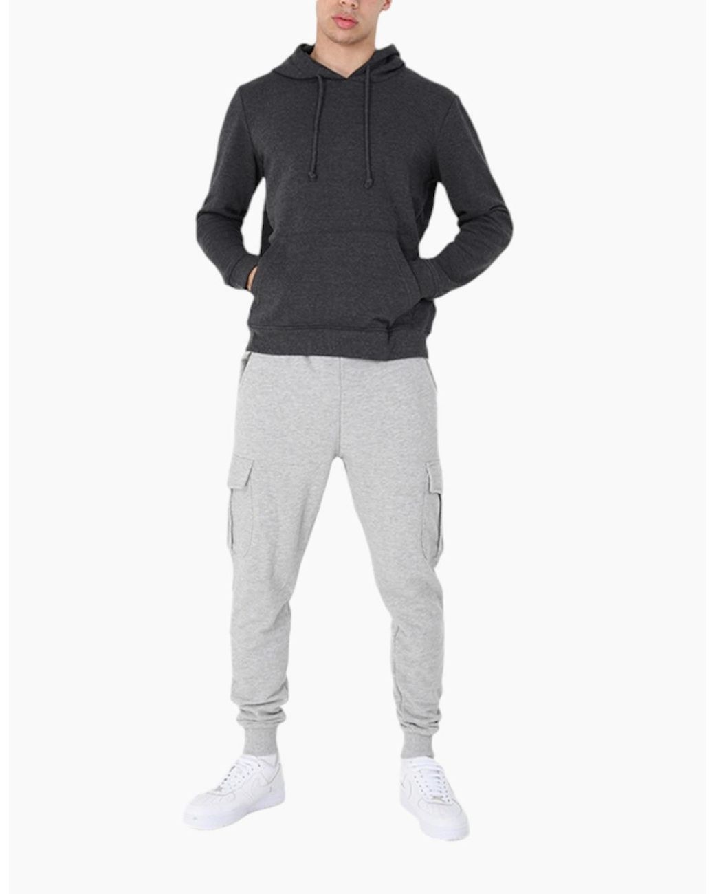 Brave Soul Gray Plain Hoodies Long Sleeve Pullover Fleece Top Hooded Sweatshirt for men
