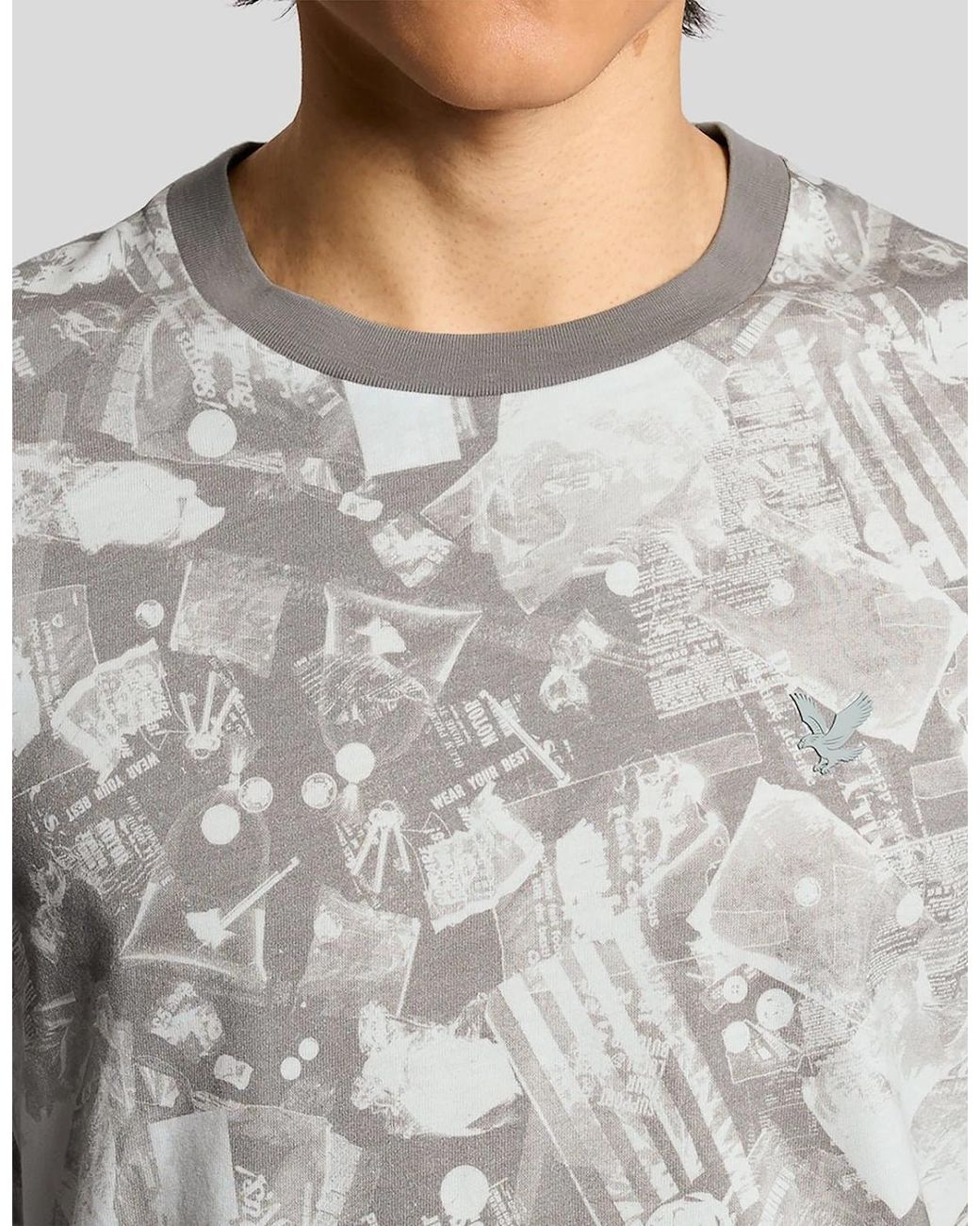 Lyle & Scott Gray Industrial Graphic Print T-Shirt for men