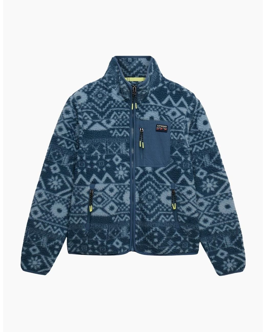 Superdry Blue Outdoor Printed Full Zip Fleece