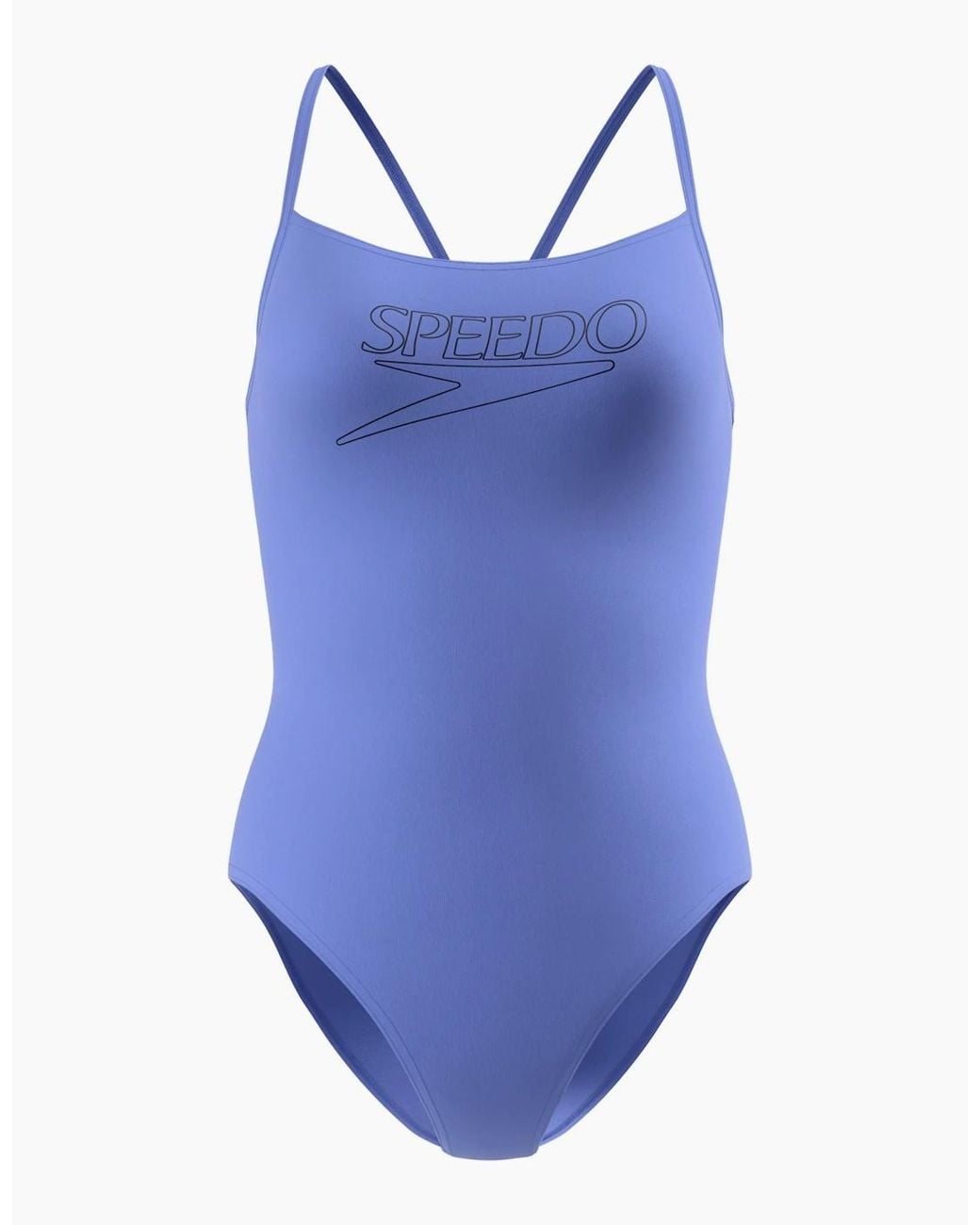 Speedo Blue Ladies Logo Endurance+ Thin Strap One Piece Swimsuit
