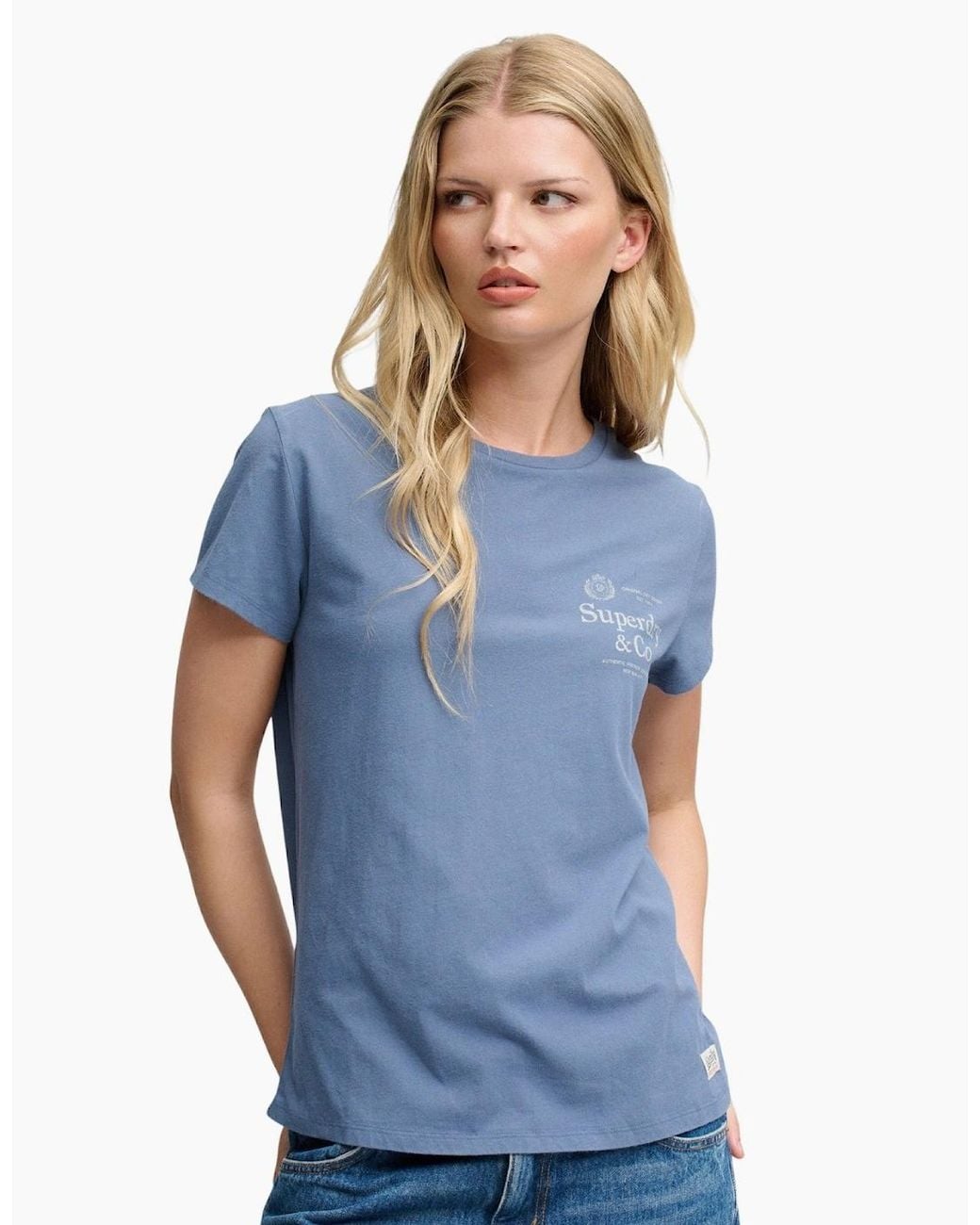 Superdry Blue Luxe Casual Classic Short Sleeve T-Shirt