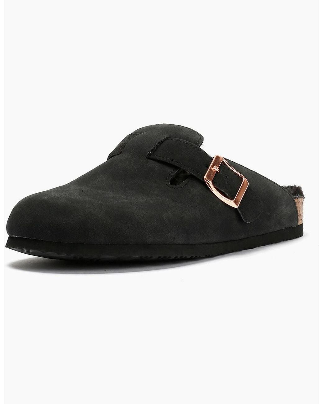 Original Penguin Black Penguin Poppy Fur Suede Mules