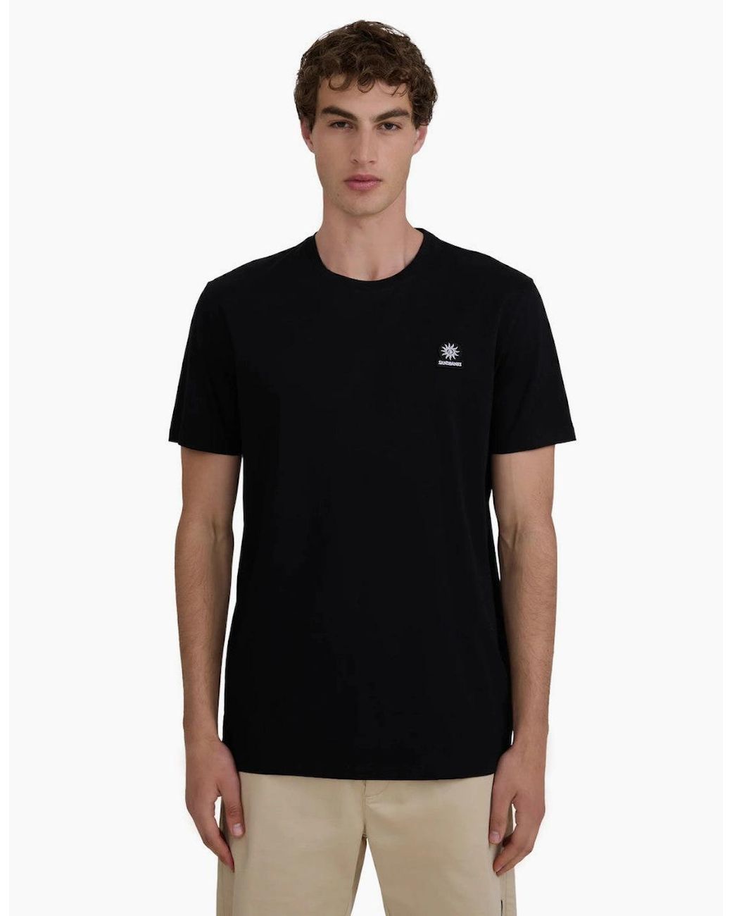 Sandbanks Black Mercerised Badge T-Shirt A1-26 for men