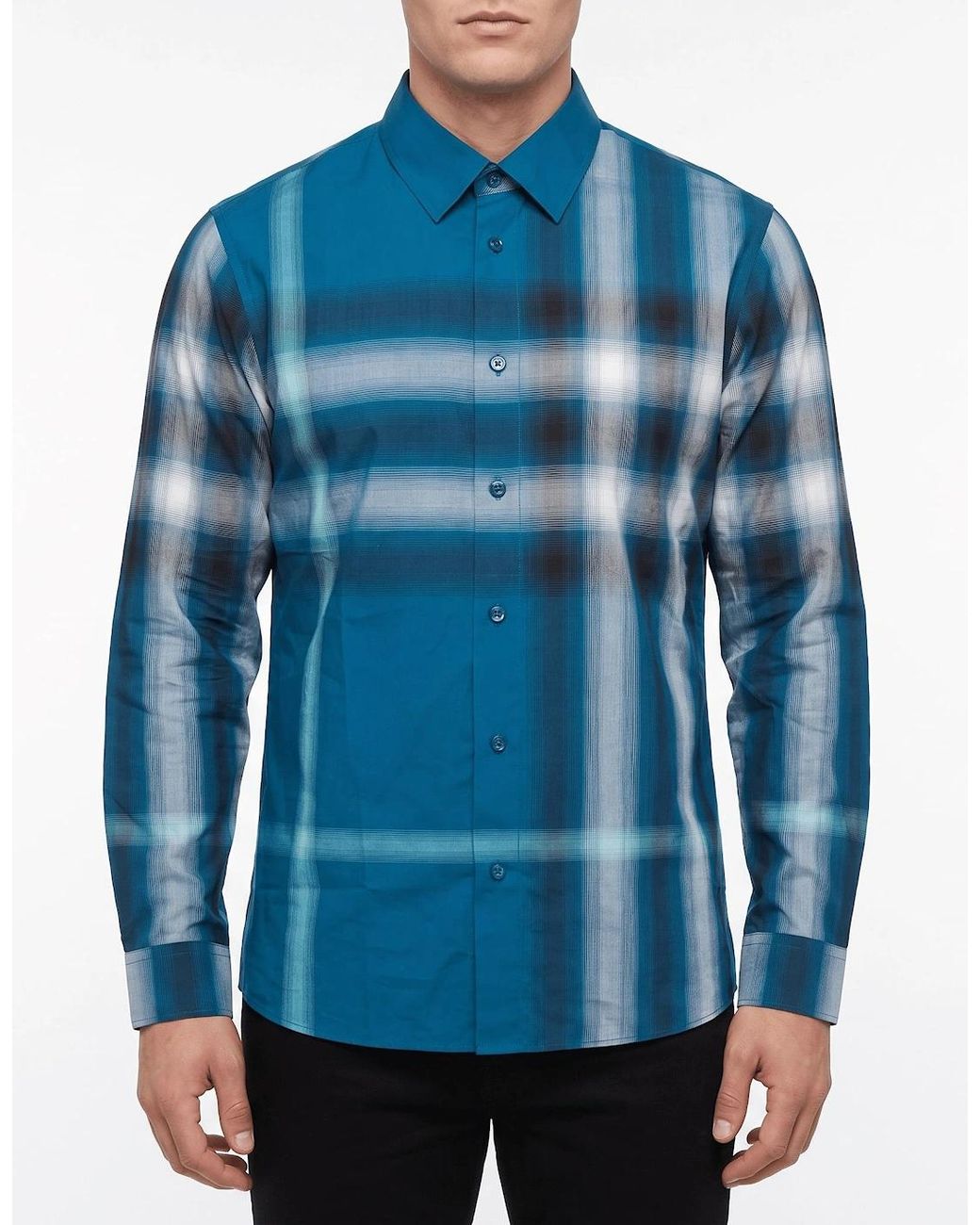 Burberry Blue Claverdon Maxi Check Cotton Shirt for men