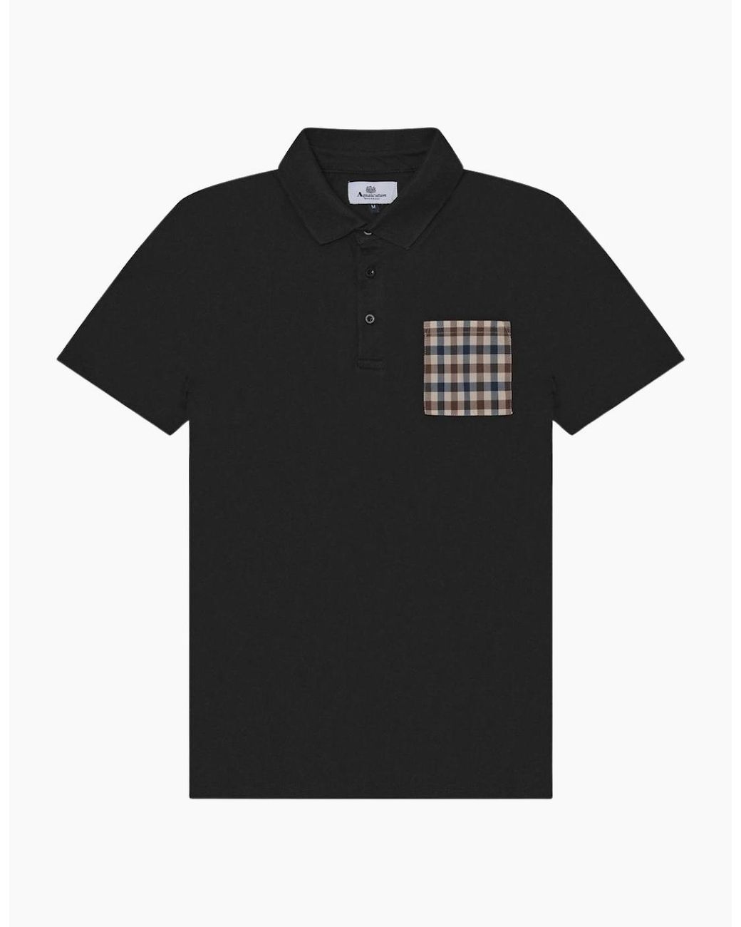 Aquascutum Black Active Beach Sailor Check Polo Shirt for men