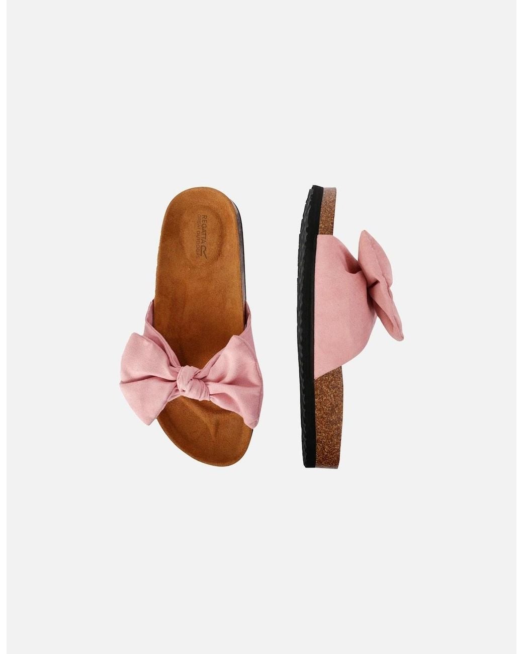 Regatta Pink Ladies Ava Plain Bow Strap Sliders