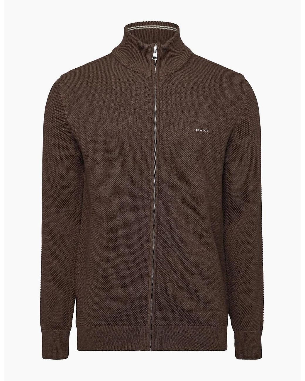 Gant Brown Cotn Pique Zp C for men