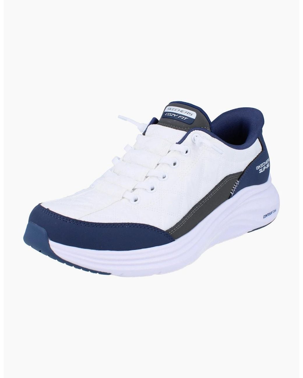 Skechers Blue Hands Free Slip-Ins Contour Foam Trainers 150404 Shoes Wnv
