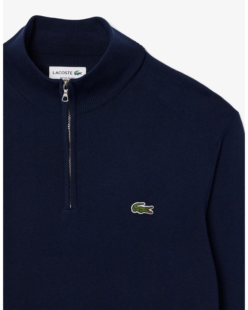Lacoste Blue Ah1980 Quarter Zip Cotton Knit for men