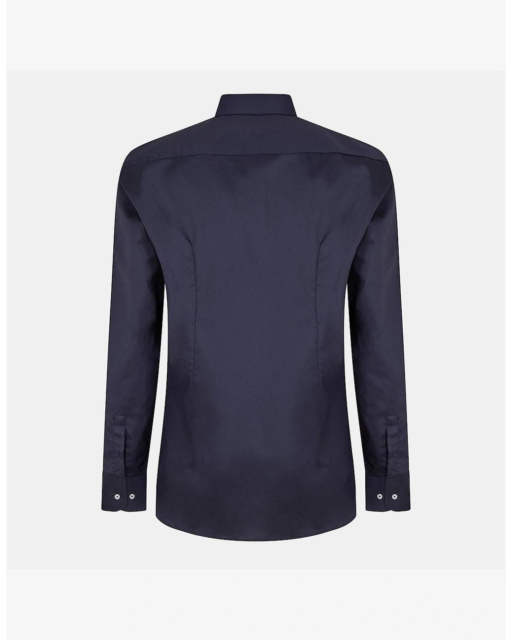 Boss Blue Button Placket Point Collar Long Sleeve Oxford Shirt for men