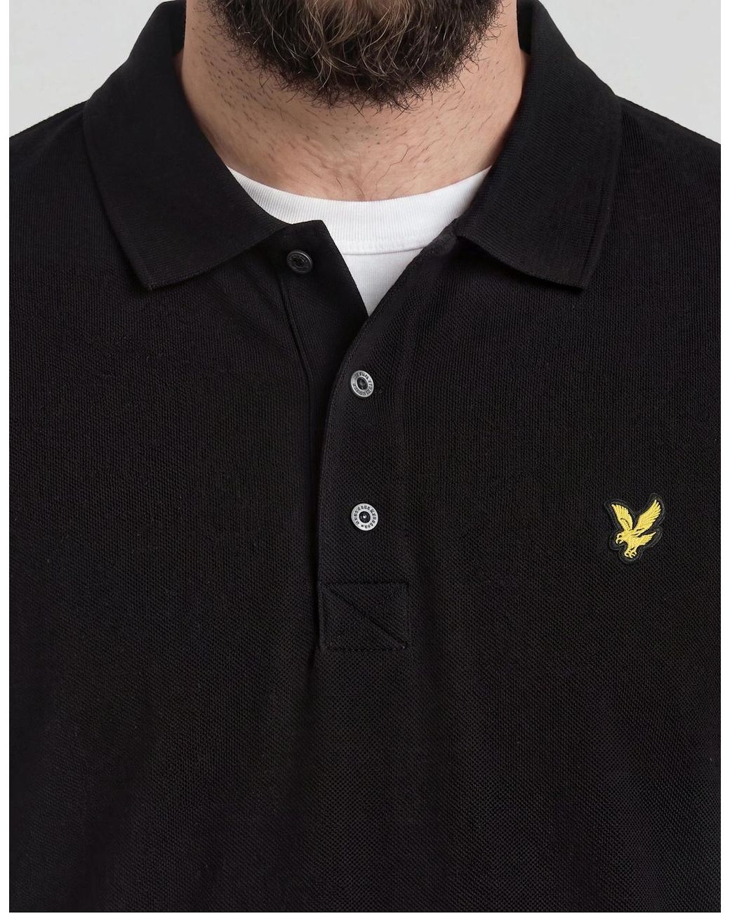 Lyle & Scott Black Long Sleeve Polo Shirt Plus for men