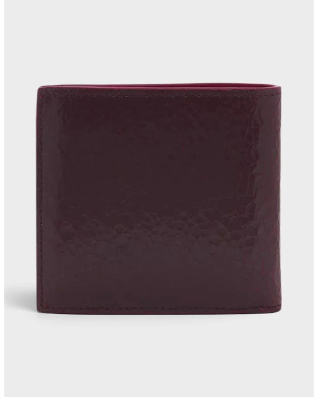 McQueen Purple Logo Bi-Fold Wallet Crackled Leather Cranberry for men