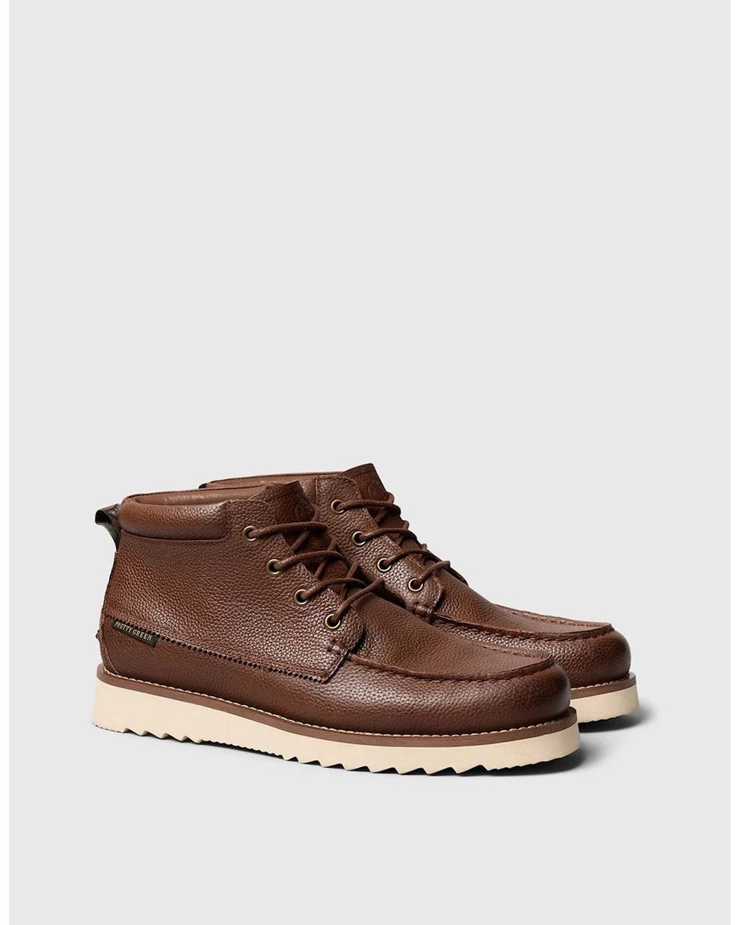 Pretty Green Brown Ashby Boot Tumbled Leather Tan for men