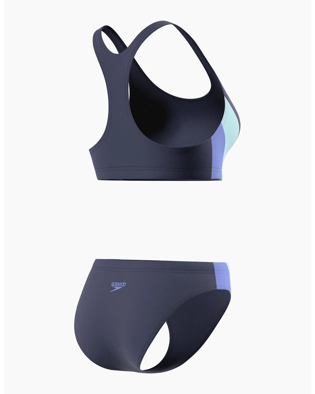 Speedo Blue Ladies Splice 2.0 Colour Block Two-Piece Swimsuit