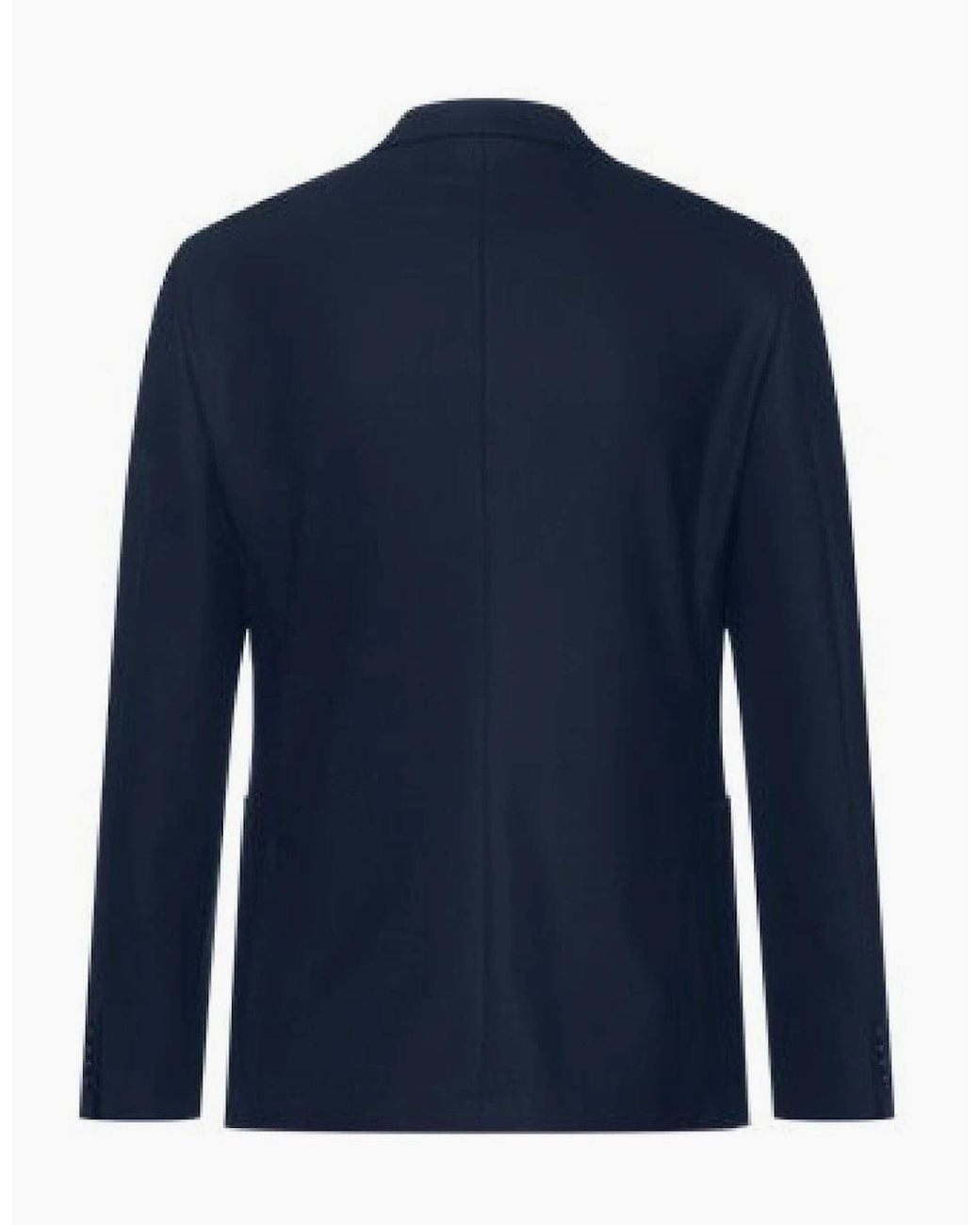 Boss Blue Solid Patterned Metal Badge Notch Collared Blazer for men