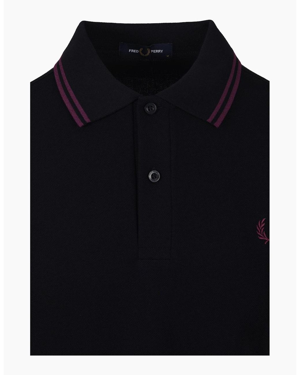 Fred Perry Black Twin Tipped Polo/Plum for men