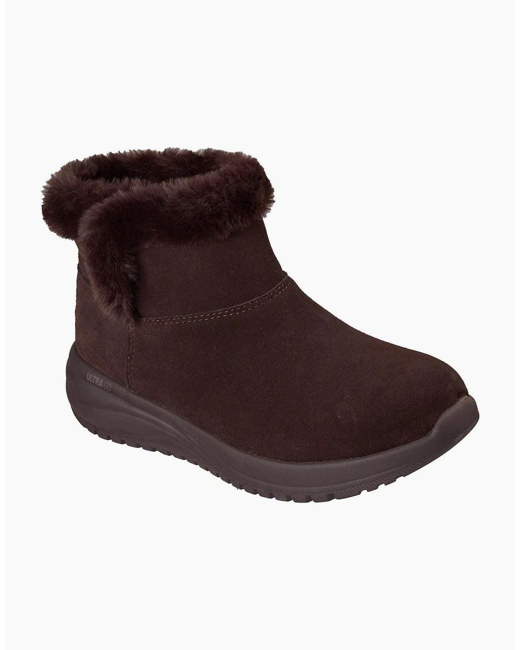 Skechers Brown On-The-Go Stellar Cozy Step Leather Winter Ankle Boots