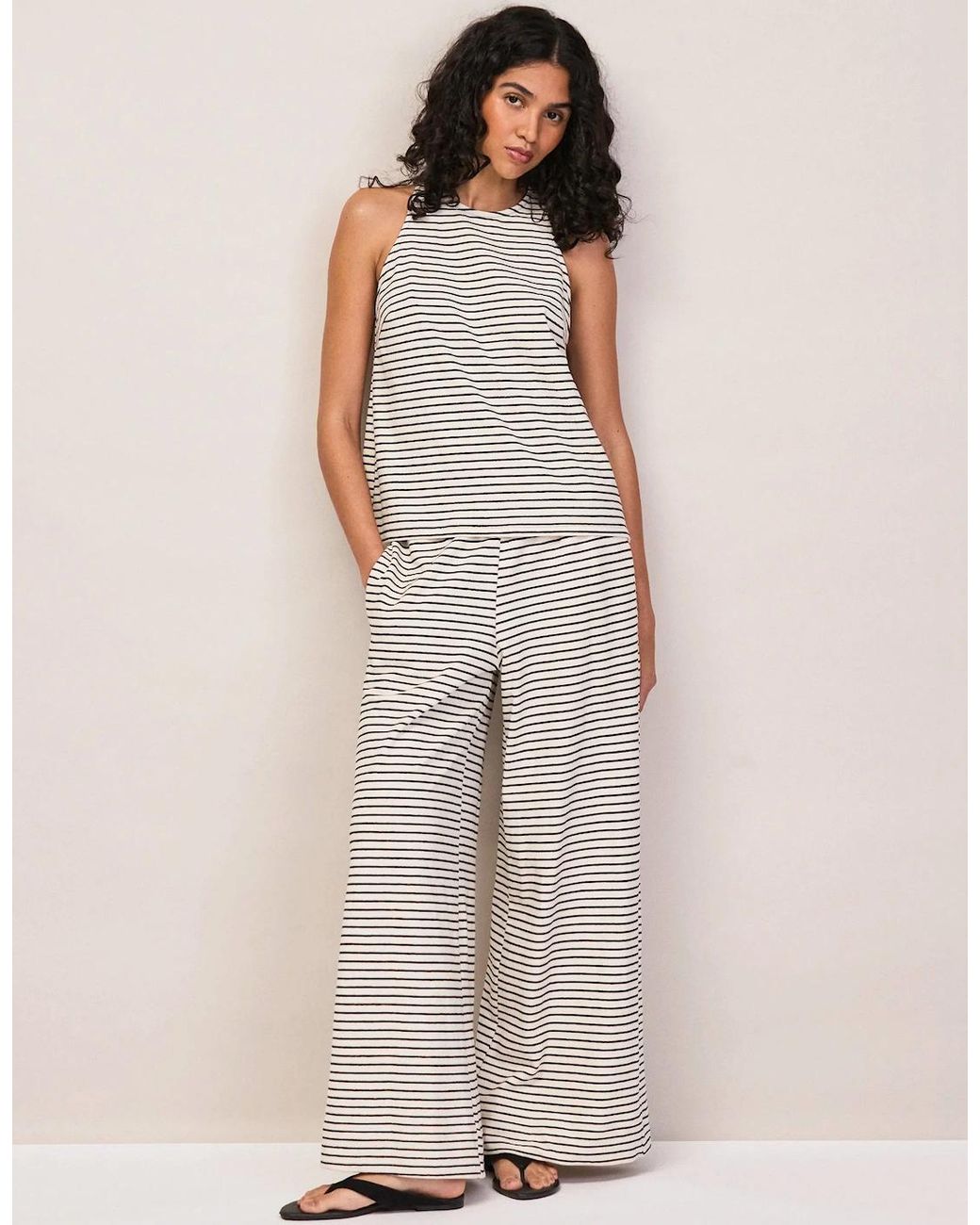 Ro&zo Gray And Stripe Cotton-Jersey Trousers