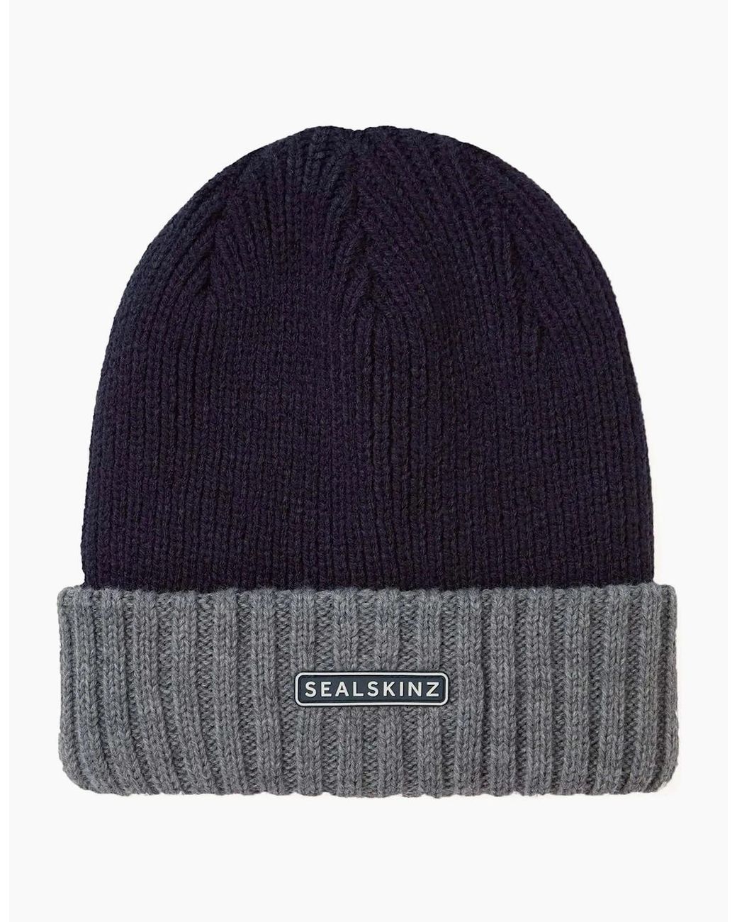 SealSkinz Blue Bacton Waterproof Cold Weather Roll Cuff Beanie for men
