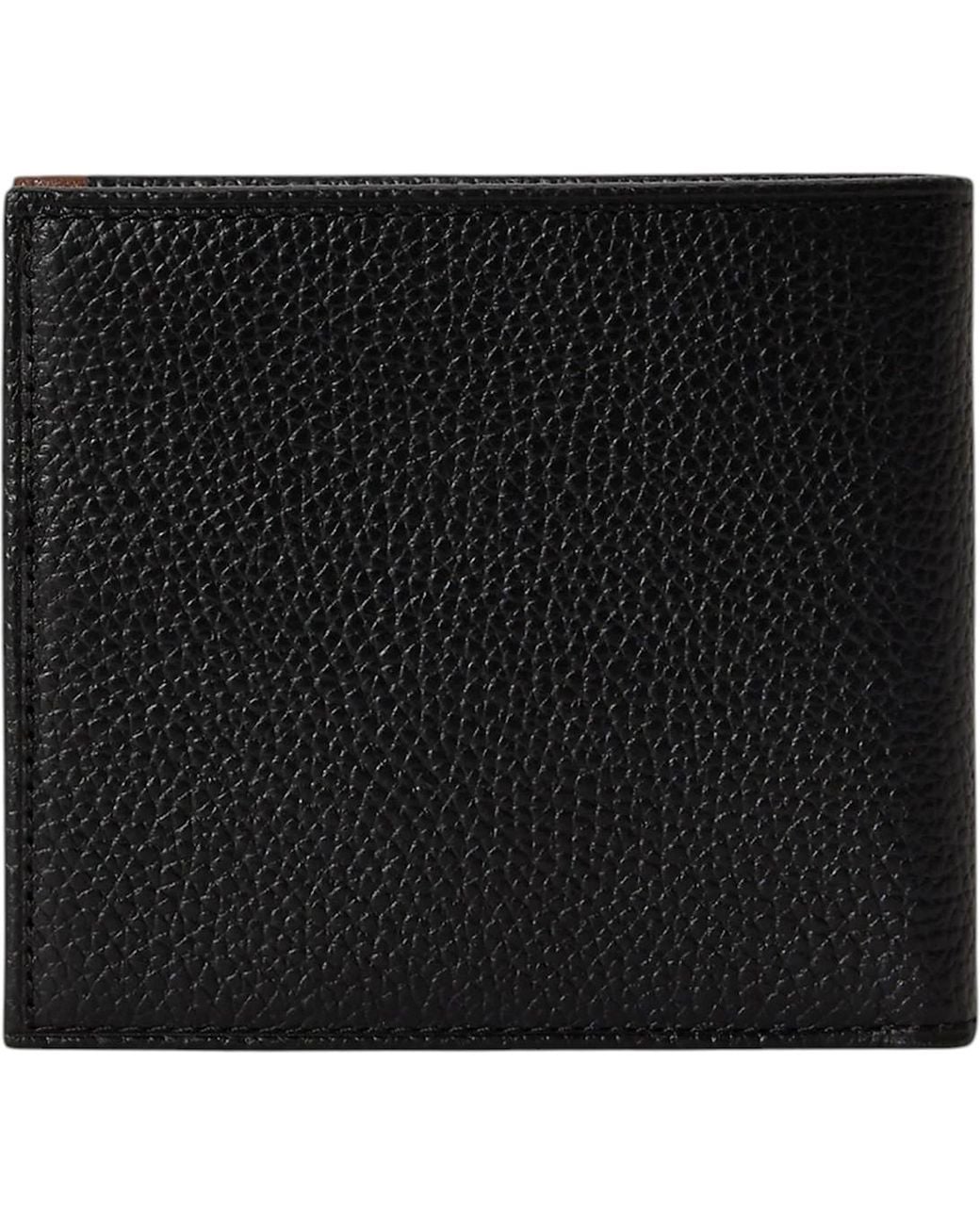 Polo Ralph Lauren Black Ralph Lauren Genuine Leather Wallet Two Tone Billfold Credit Card Holder for men