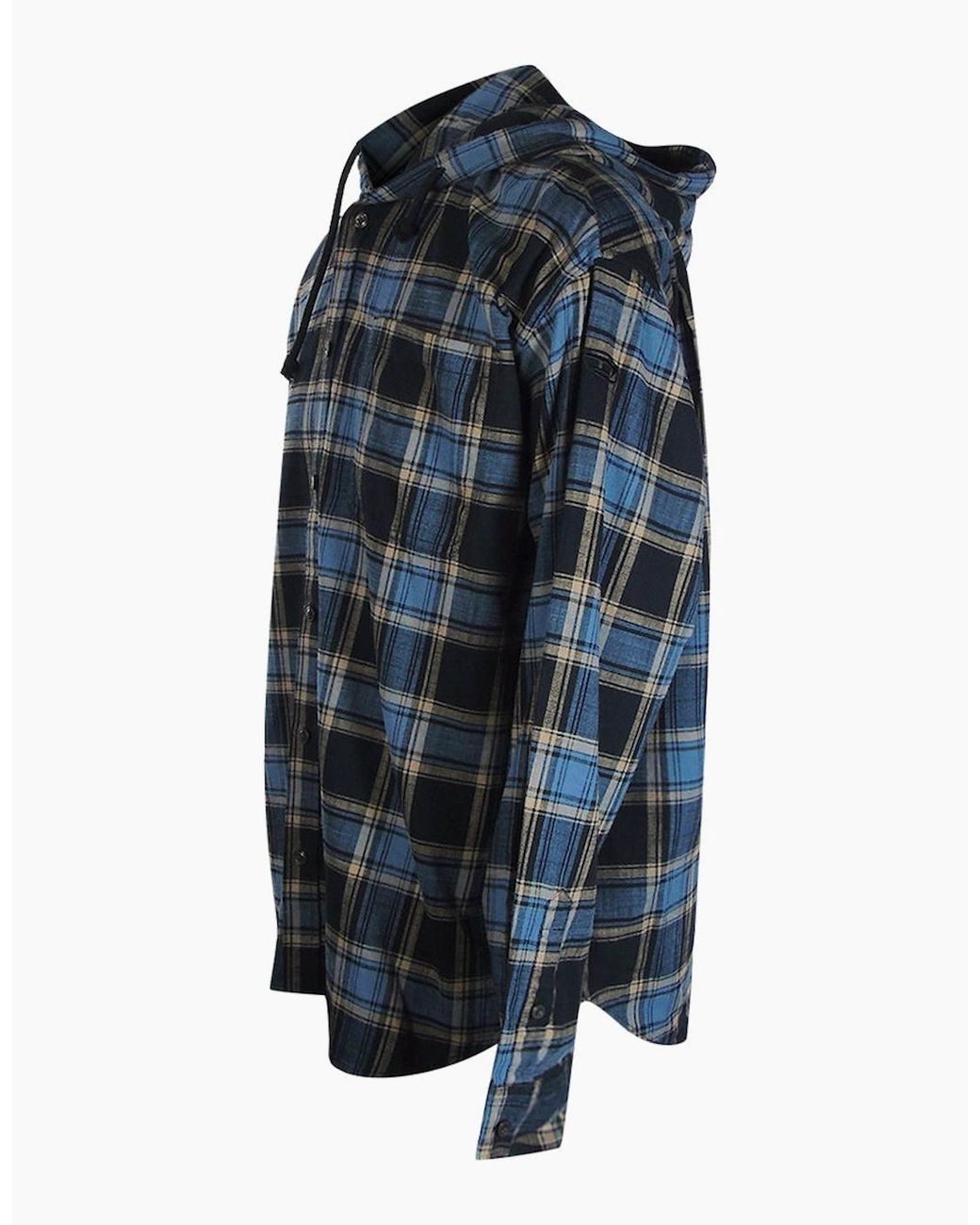 DIESEL Blue Checkered Hooded Shirt for men