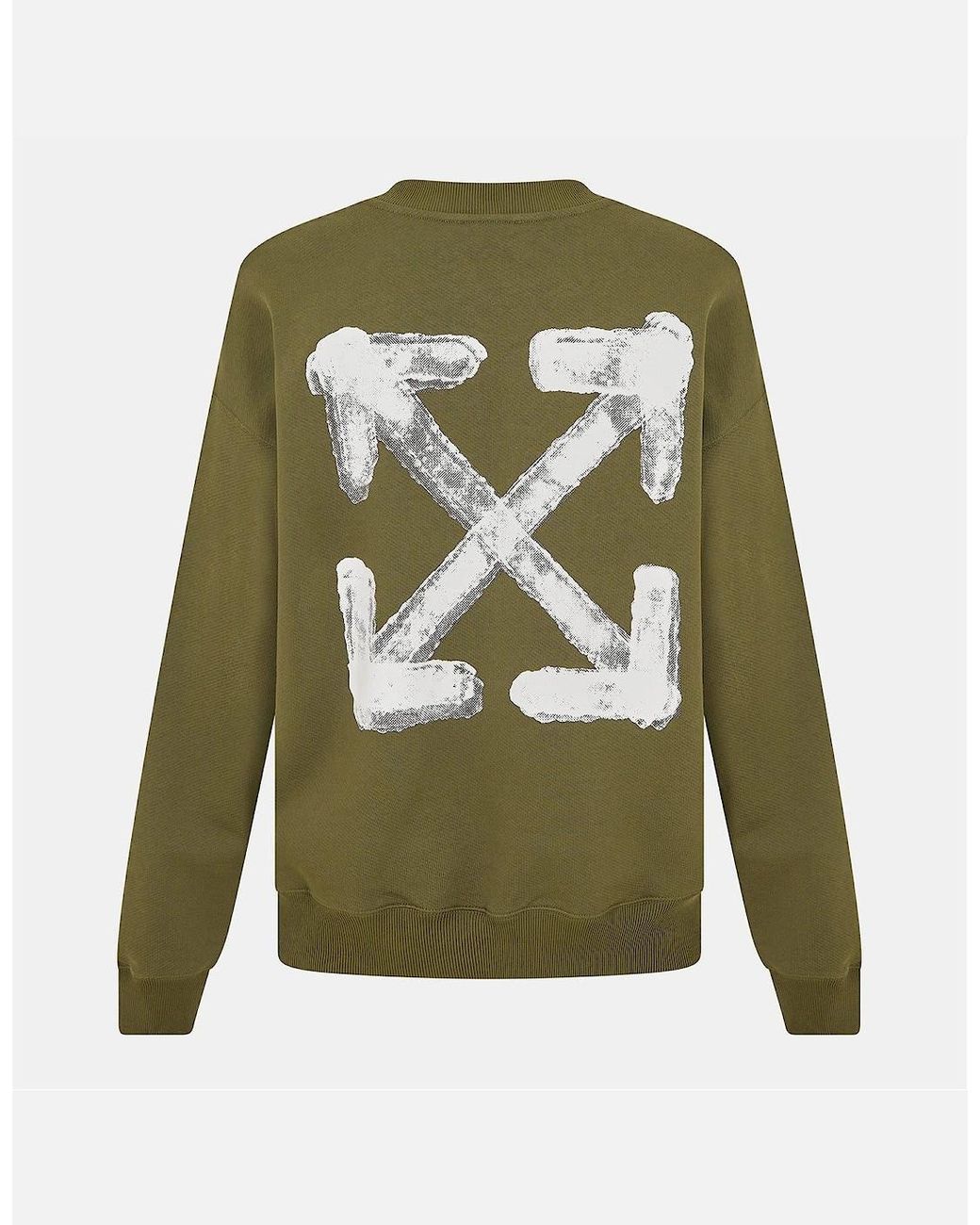 Off-White c/o Virgil Abloh Green Crew Neck Long Sleeve Regular Fit Sweatshirt for men