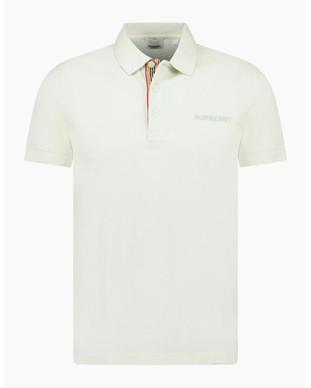 Burberry White 'Hartford' Check Placket Polo Pistachio for men