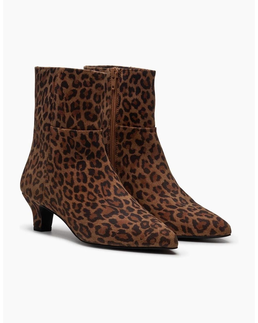 Hush Puppies Brown Nahla Heel Leather Leopard Heeled Ankle Boots