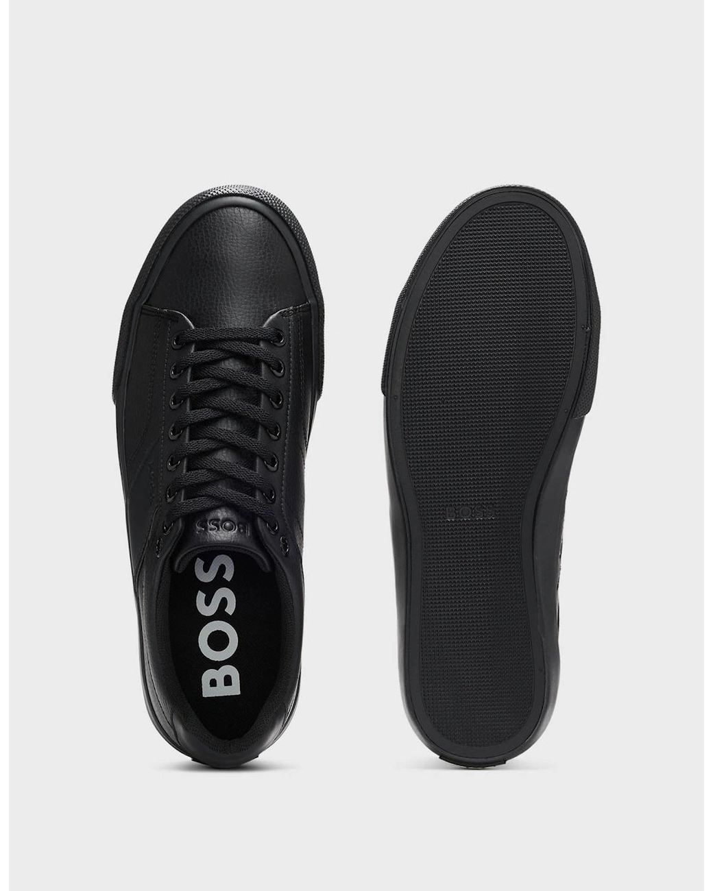 Boss Black Boss Aiden Tenn Faux-Leather Trainers With Plain And Grained Textures for men