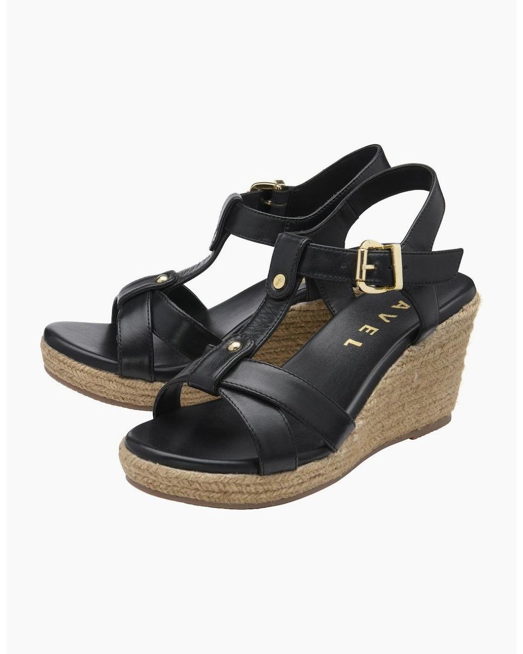 Ravel Black Elling Wedge Sandals