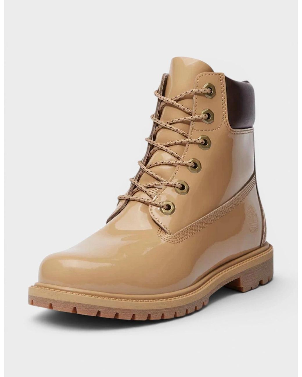 Timberland Natural Premium 6 Inch Lace Waterproof Wheat Patent Leather