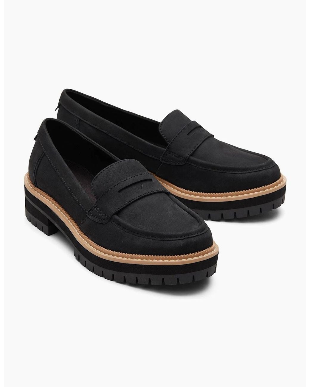 TOMS Black Cara Leather Loafers